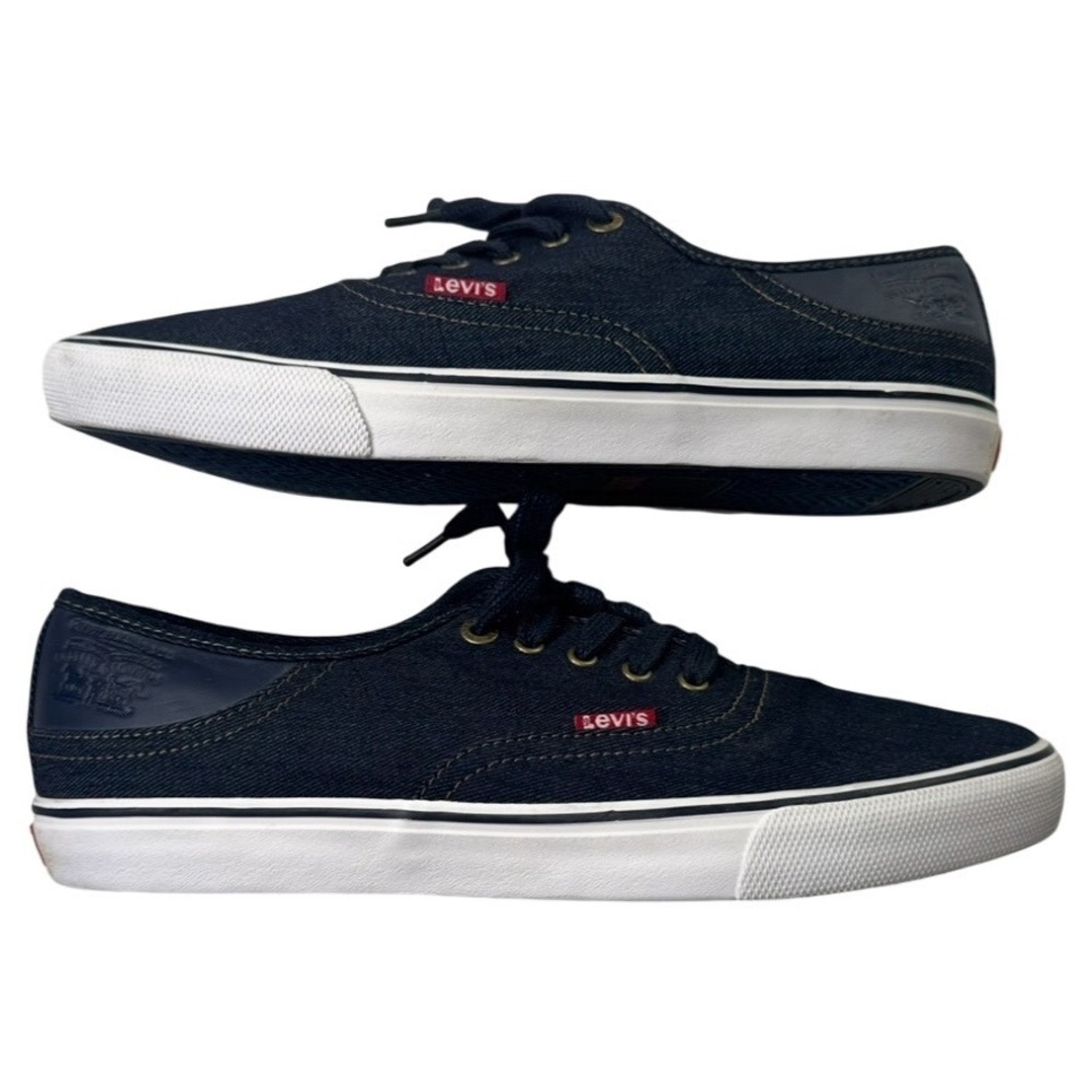Levis Mens 10.5 Navy Blue Denim Low Top Sneakers 1751909U Comfort Shoes Skater
